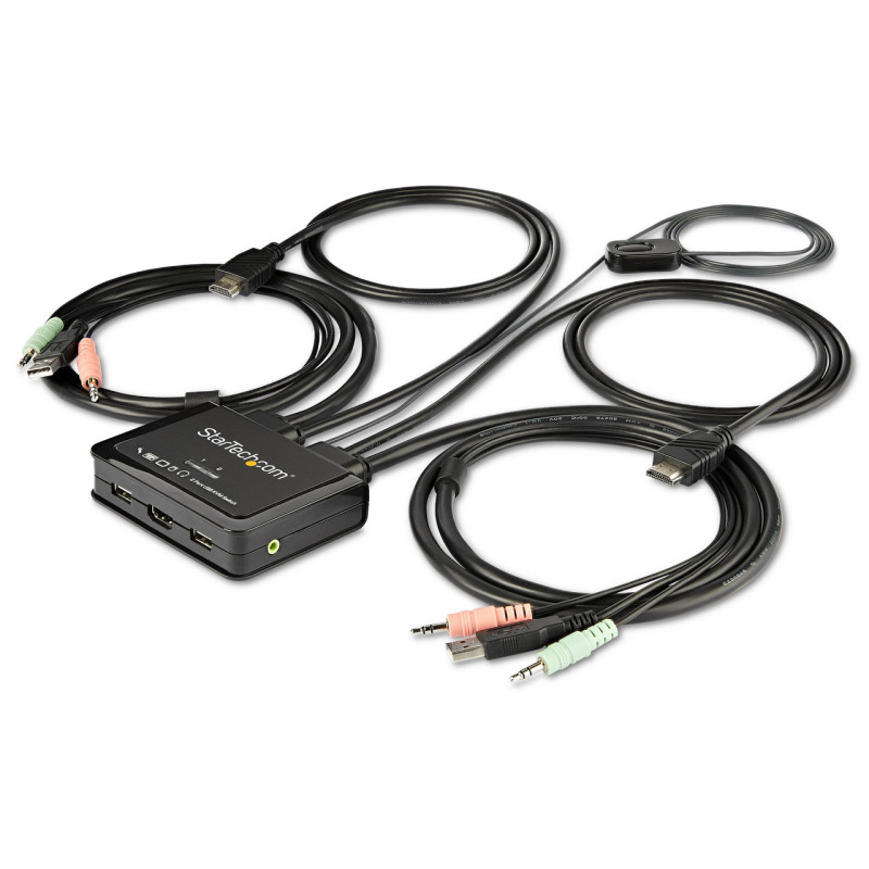 StarTech 2 Port HDMI KVM Switch with Built-In Cables - USB 4K 60Hz