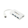 StarTech 4 Port USB C Hub - USB-C to C and A - USB 3.0 Hub - White