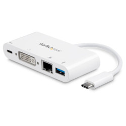 StarTech USB-C Multiport Adapter - PD - DVI - GbE - USB 3.0