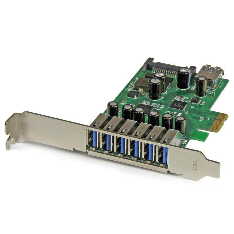 StarTech 7 Pt PCIe USB 3.0 Adapter Card - SATA Power - UASP Support