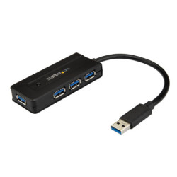 StarTech 4 Port USB 3.0 Hub - Mini Hub w/ Charge Port - Power Adapter