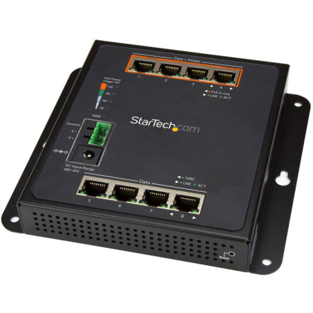 StarTech 8-Port (4x PoE +) GbE Switch - L2 Managed - Wall Mount