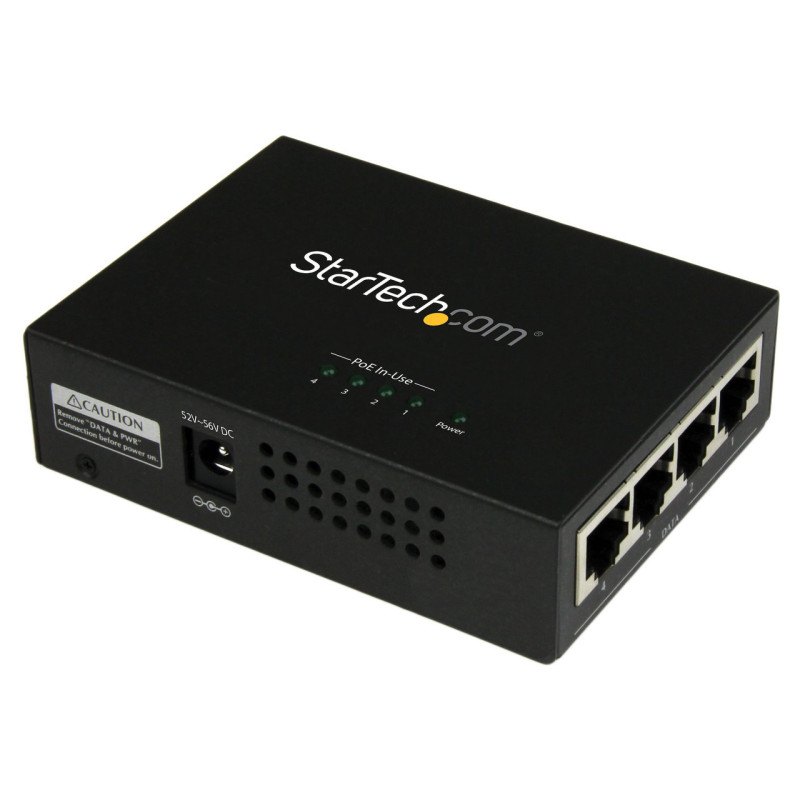 StarTech 4Port Gigabit PoE+ Midspan - Power over Ethernet Injector