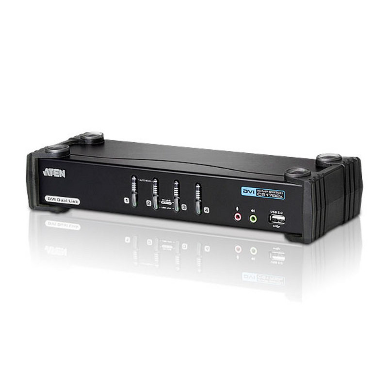 Aten 4 Port USB Dual-Link DVI KVMP Switch with 7.1 Audio and USB 2.0
