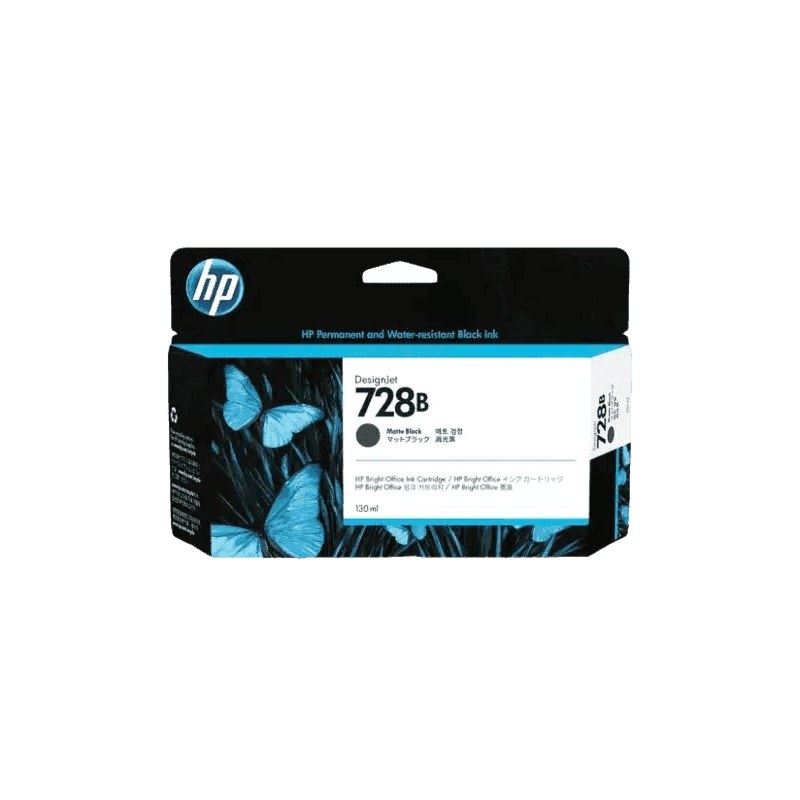 HP 728B 130Ml Matte Black DesignJet Ink - T730 / T830