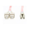 2m LC-SC OM4 Multimode Fibre Optic Cable: 2mm Oversleeving - Salmon Pink
