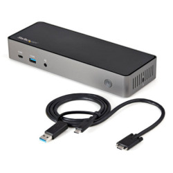 StarTech USB-C & USB-A Dock - Hybrid Universal Triple Monitor Laptop Docking Station w/ DisplayPort & HDMI