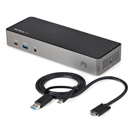 StarTech USB-C & USB-A Dock - Hybrid Universal Triple Monitor Laptop Docking Station w/ DisplayPort & HDMI