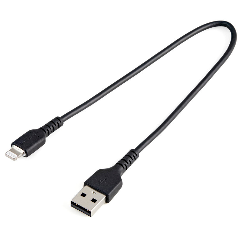 StarTech 12inch (30cm) Durable Black USB-A to Lightning Cable -