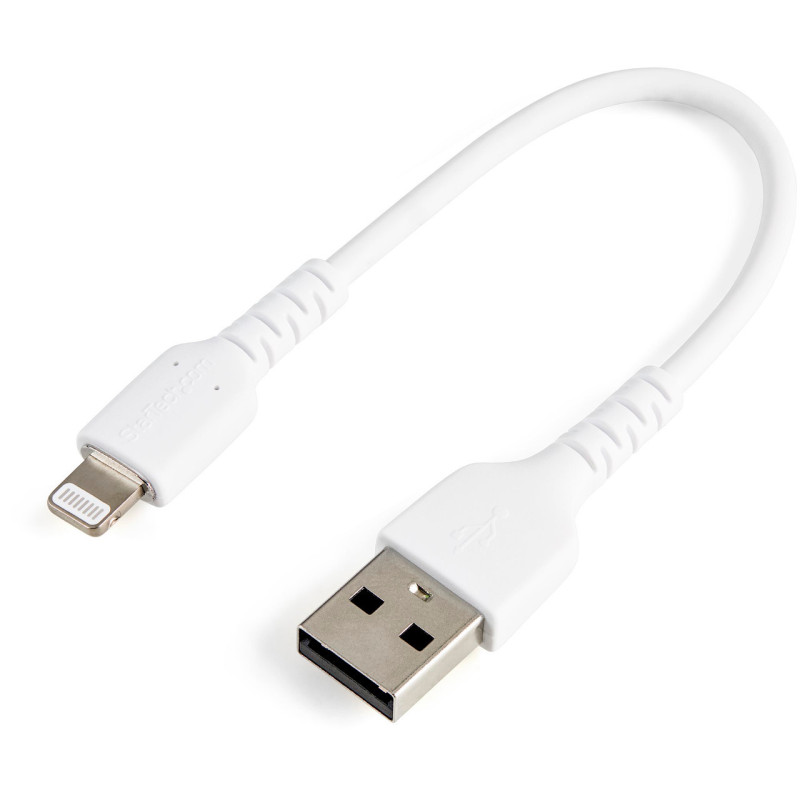 StarTech 6 inch (15cm) Durable White USB-A to Lightning Cable