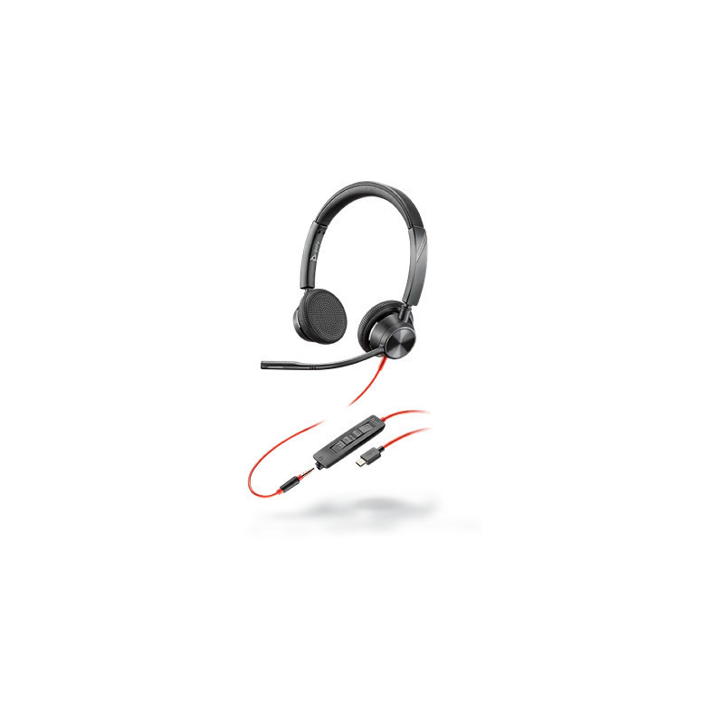 Poly Blackwire 3325 UC Stereo Corded Headset - 3.5mm & USB-C