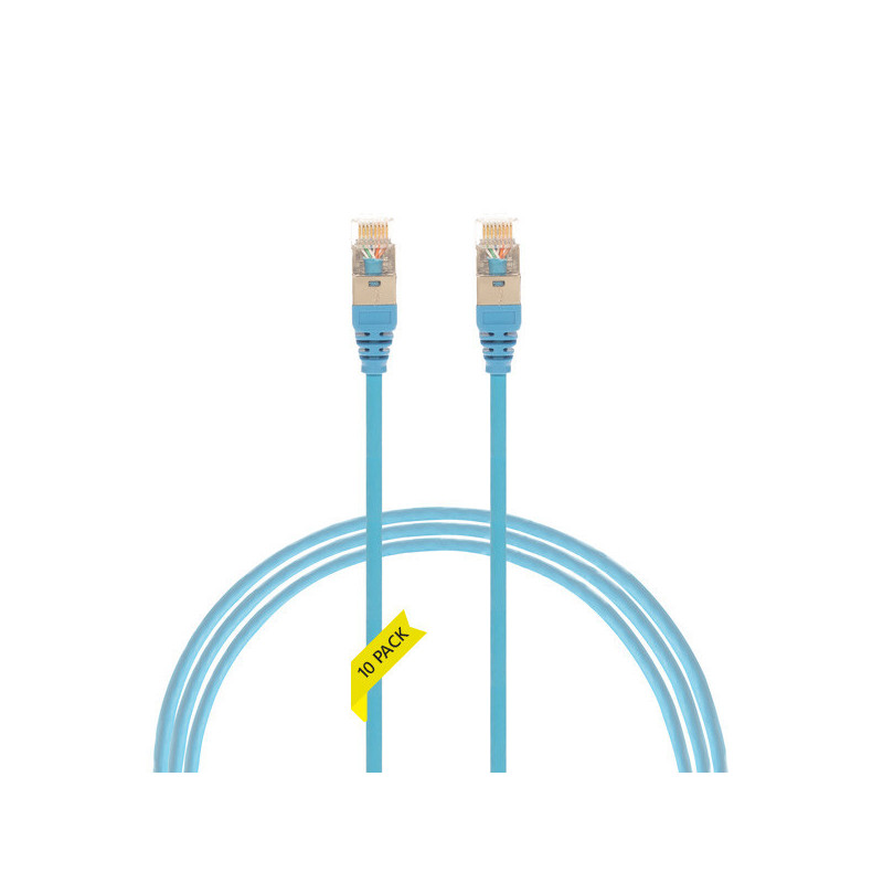 2.5m CAT6A RJ45 S/FTP THIN LSZH 30 AWG Network Cable | 10 Pack Blue