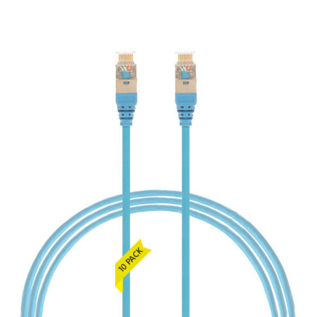 2.5m CAT6A RJ45 S/FTP THIN LSZH 30 AWG Network Cable | 10 Pack Blue