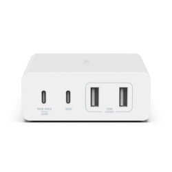 Belkin BOOST?CHARGE 108W 4 Ports USB GaN Desktop Charger with Intelligent Power Sharing - White (WCH010auWH) - Intelligent Power