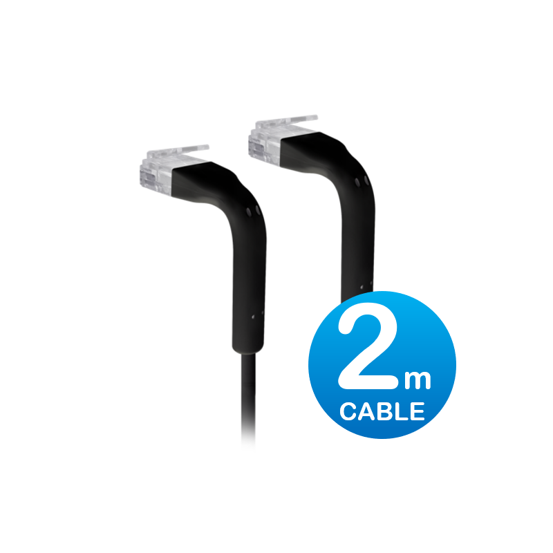 Ubiquiti UniFi Patch Cable 2m Black - Both End Bendable to 90 Degree - RJ45 Ethernet Cable - Cat6 - Ultra-Thin 3mm Diameter U-Ca