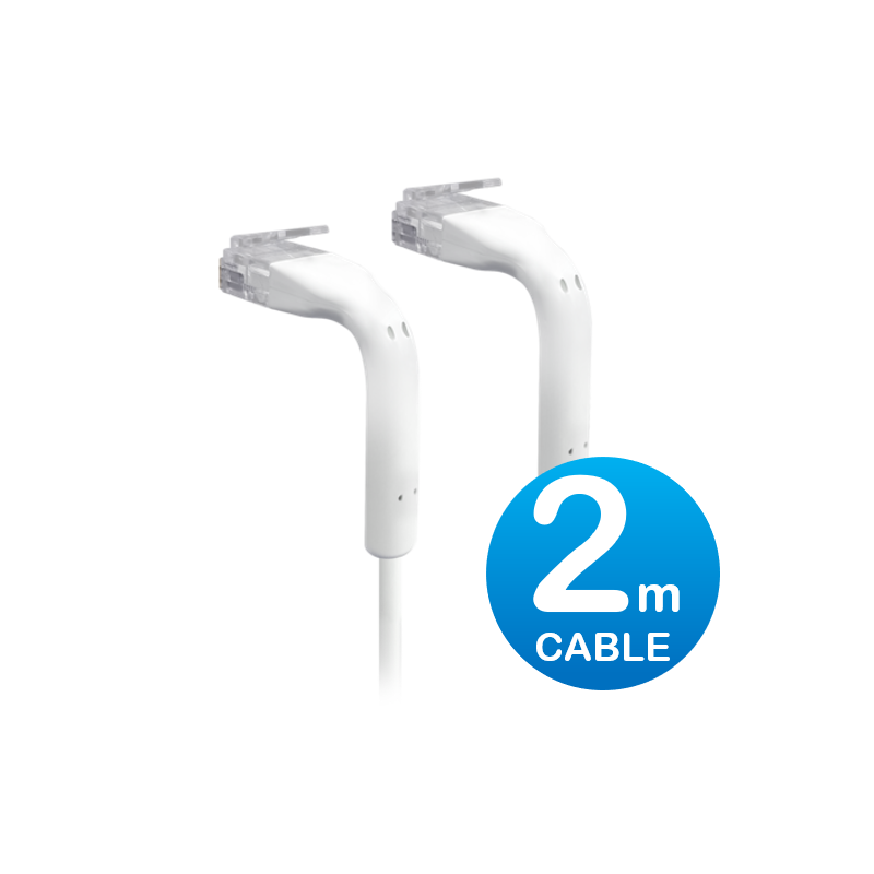 Ubiquiti UniFi Patch Cable 2m White - Both End Bendable to 90 Degree - RJ45 Ethernet Cable - Cat6 - Ultra-Thin 3mm Diameter U-Ca