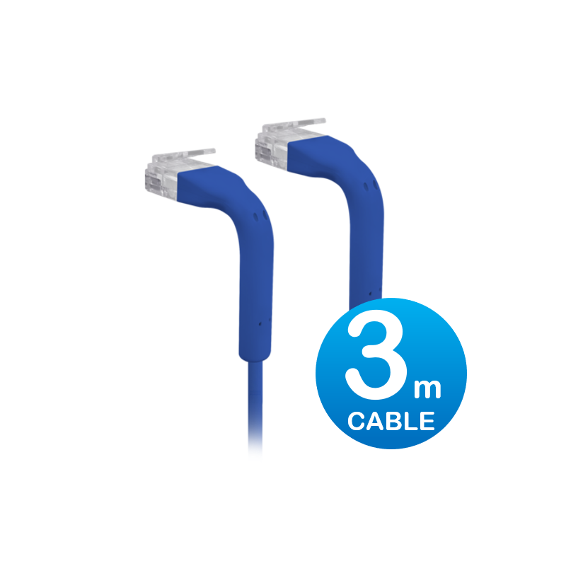 Ubiquiti UniFi Patch Cable 3m Blue - Both End Bendable to 90 Degree - RJ45 Ethernet Cable - Cat6 - Ultra-Thin 3mm Diameter U-Cab