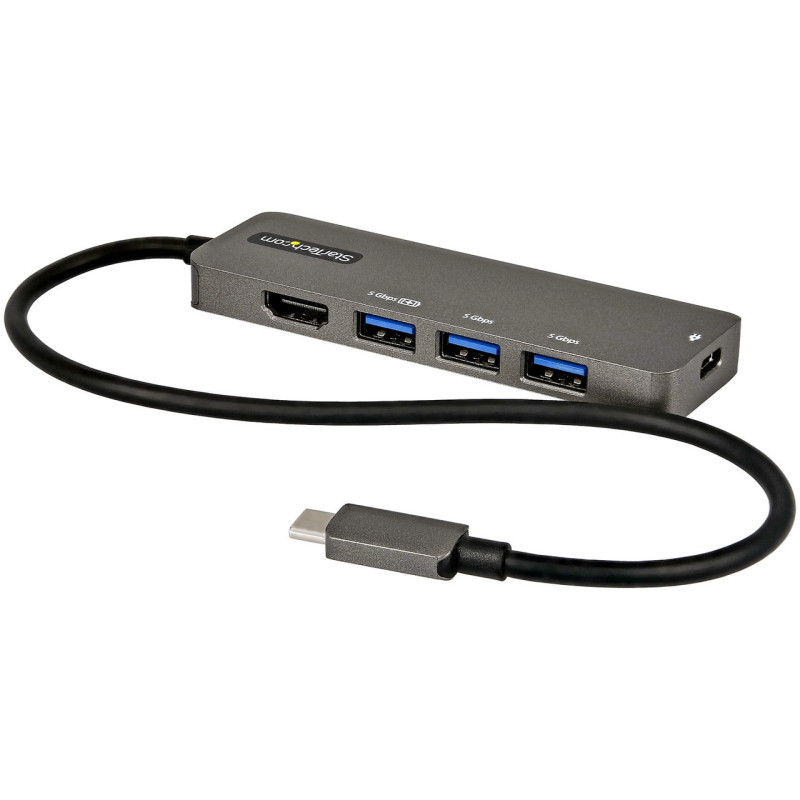 StarTech USB C Multiport Adapter - USB-C to HDMI 2.0b 4K 60Hz (HDR10) - 100W Power Delivery Pass-Through - 4-Port USB 3.0 Hub - 