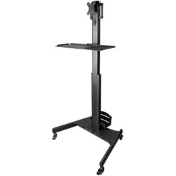 StarTech Mobile Workstation Cart with Monitor Mount - CPU/PC Holder - Keyboard Tray - Ergonomic Height Adjustable Desktop Comput