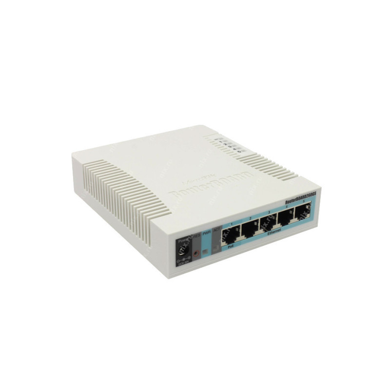 MikroTik RB260GS 5x Gigabit Ethernet Smart Switch, SFP cage, plastic case, SwOS