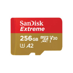 SanDisk Extreme MicroSDxc - Sqxav 256GB - V30 - U3 - C10 - A2 - Uhs-I - 190Mb/S R - 130Mb/S W - 4X6 - Sd Adaptor - Lifetime Limi