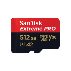 SanDisk Extreme Pro MicroSDxc - Sqxcd 512GB - V30 - U3 - C10 - A2 - Uhs-I - 200Mb/S R - 140Mb/S W - 4X6 - Sd Adaptor - Lifetime 