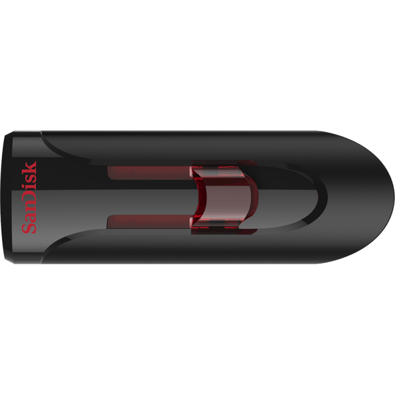 SanDisk Cruzer Glide 3.0 USB Flash Drive - Cz600 256GB - USB3.0 - Black With Red Slider - Retractable Design - 5Y