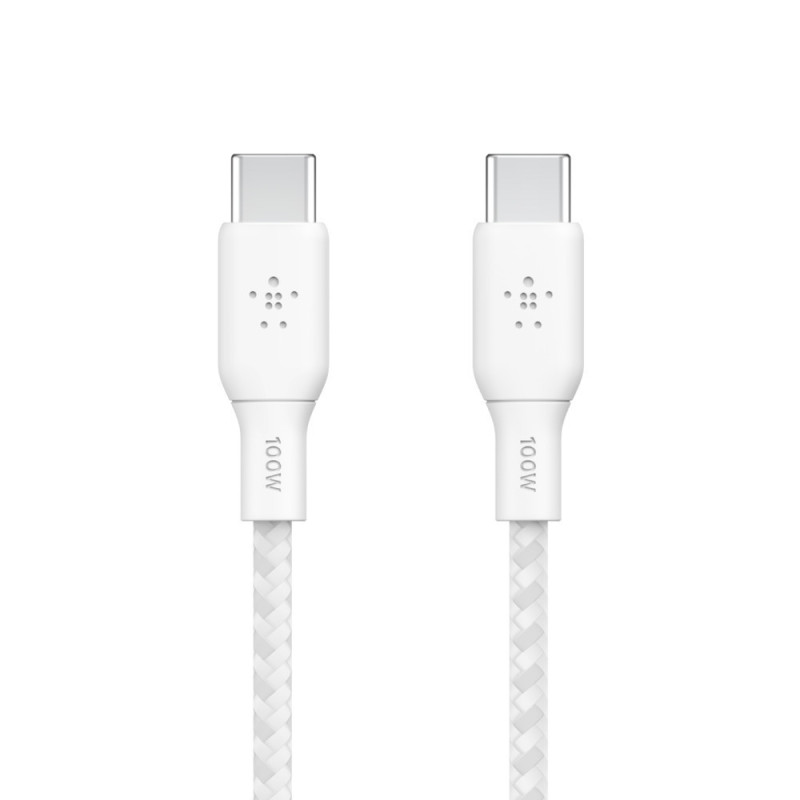 100w USB-C to USB-C Braided Cable 2M Whi
