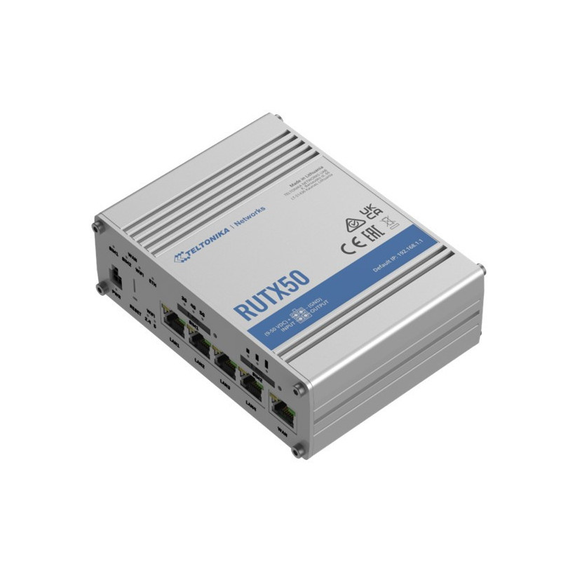 Teltonika RUTX50 - Industrial 5G Router - 5G Dual SIM Cellular - 5 Gigabit Ethernet Ports
