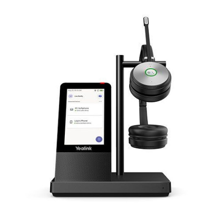 Yealink WH66 Dual Teams Edition DECT Wirelss Headset With Touch Screen - Busylight On Headset - Leather Ear Cushions
