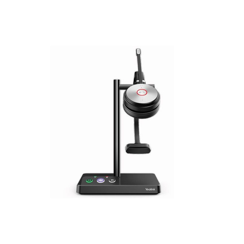 Yealink WH62 Mono UC TEAMS DECT Wirelss Headset - Busylight On Headset - Leather Ear Cushions - Multi-devices connection - Breat