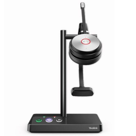Yealink WH62 Mono UC TEAMS DECT Wirelss Headset - Busylight On Headset - Leather Ear Cushions - Multi-devices connection - Breat