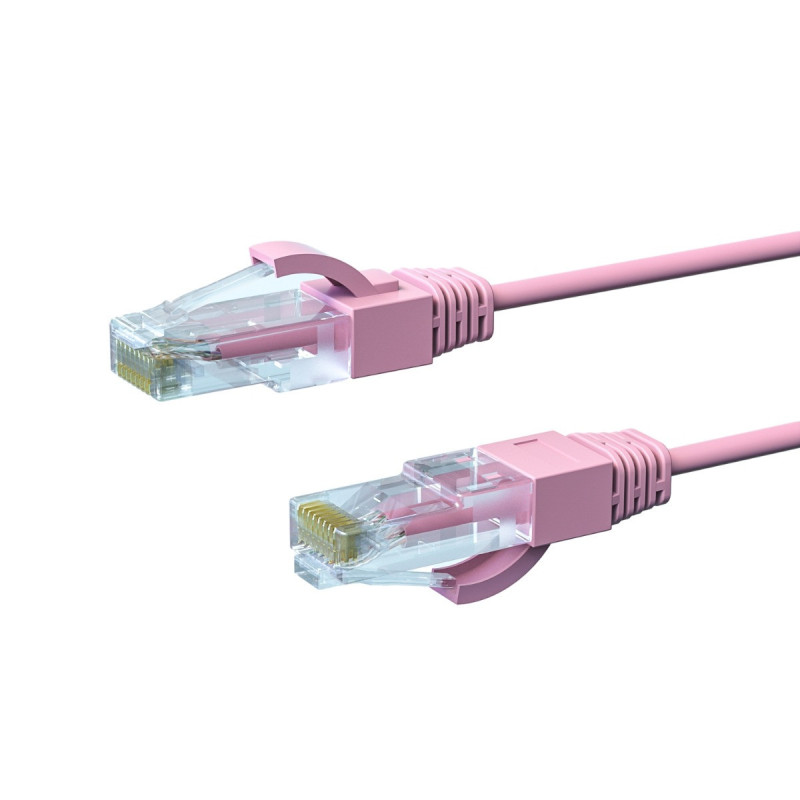 10m CAT6A THIN U/UTP LSZH 28 AWG RJ45 Network Cable | Pink