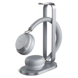 Yealink BH72 Bluetooth Wireless Stereo Headset - with Charging Stand - Grey - USB-A - Supports Wireless Charging - Rectractable 